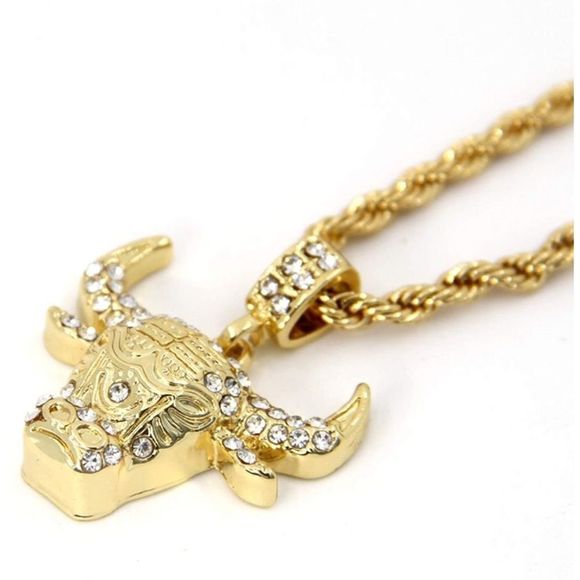 Other - NEW 14K Gold Plated Bull Pendant Free Rope Chain